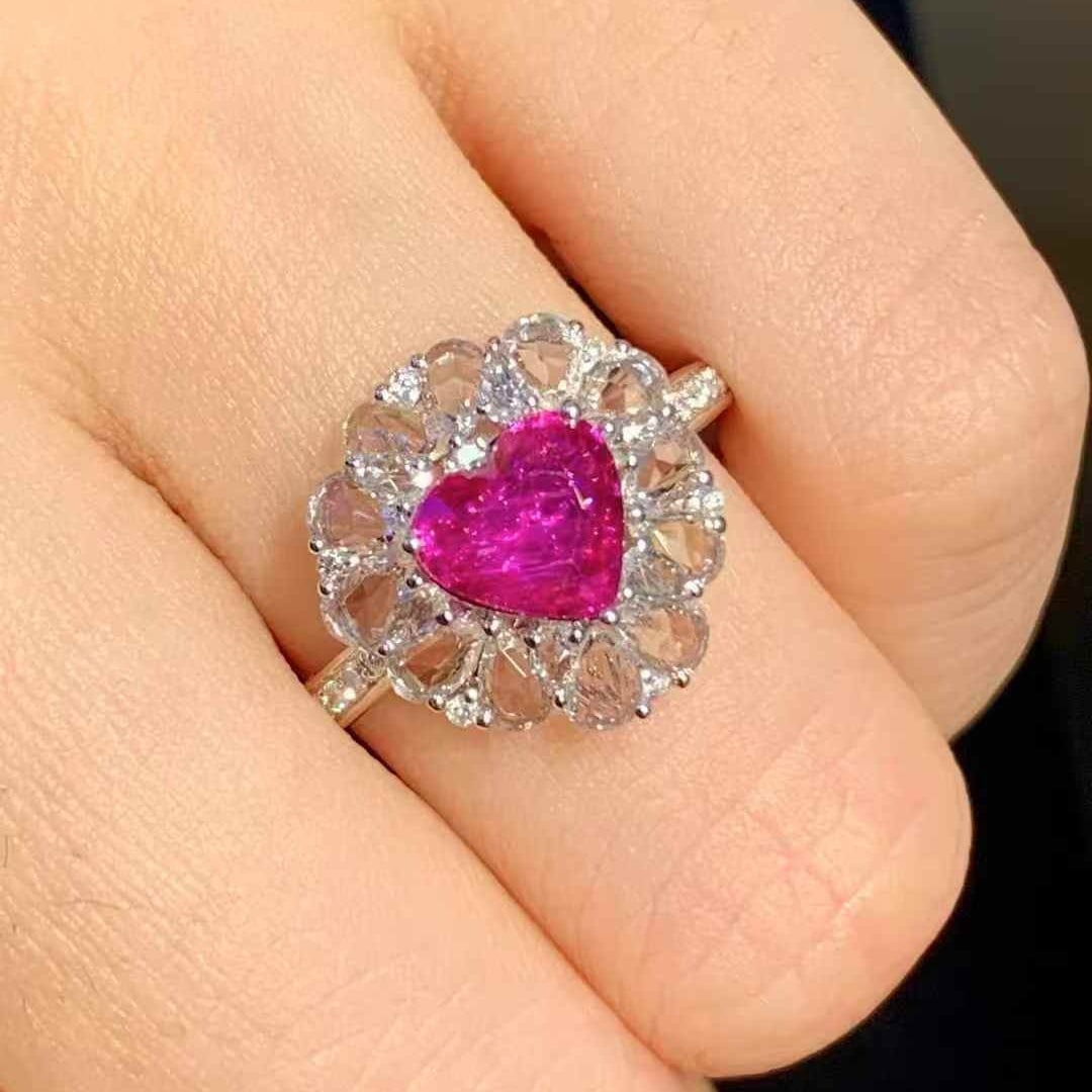 14k Gold 1.04 Ct Natural Ruby & Diamond & Sapphire Ring - 5