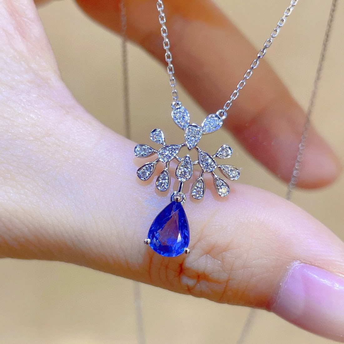 14k Gold 1.31 Ctw Natural Sapphire & Diamond Necklace - 2