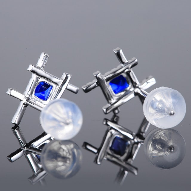 14k Gold 0.67 Ctw Natural Sapphire & Diamond Earrings - 4