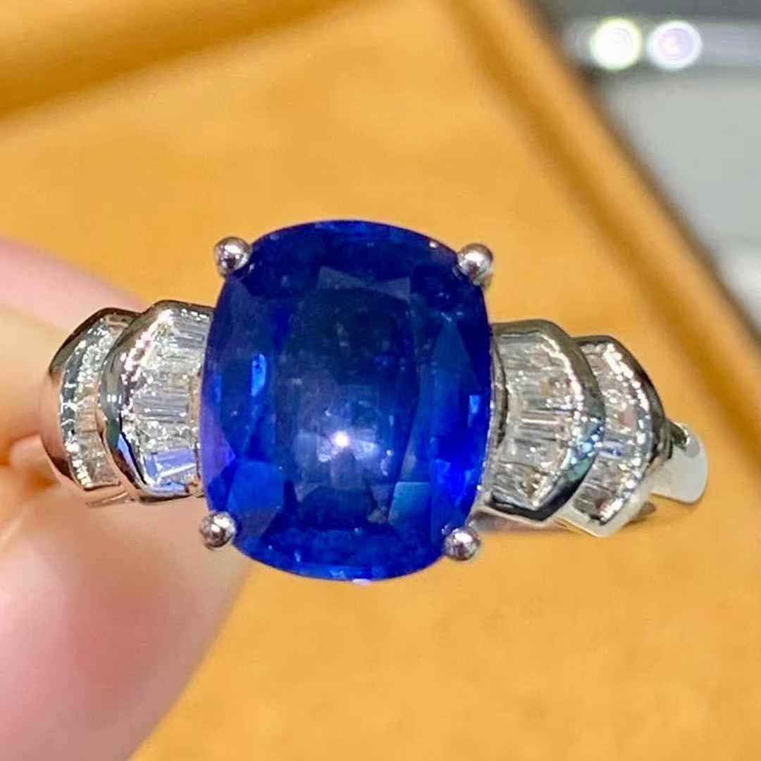 14k Gold 2.8 Ct Natural Sapphire & Diamond Ring - 2
