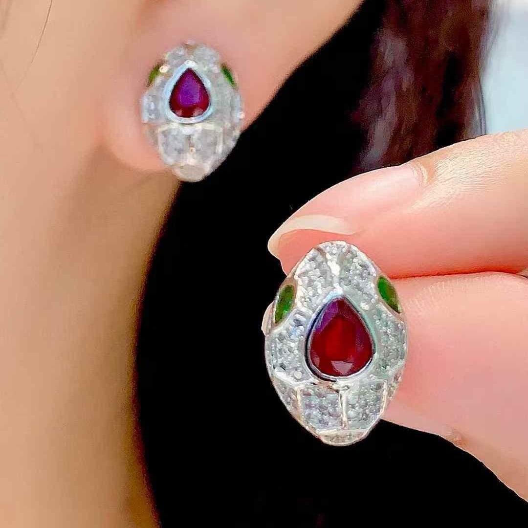 14k Gold 1.2 Ct Natural Ruby & Diamond Earrings - 2