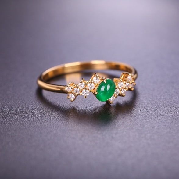 14k Gold 0.33 Ctw Natural Emerald & Diamond Ring - 2