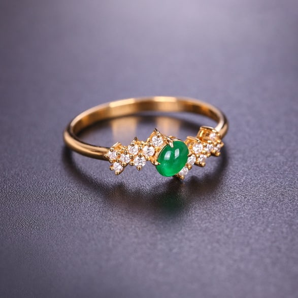14k Gold 0.33 Ctw Natural Emerald & Diamond Ring - 4