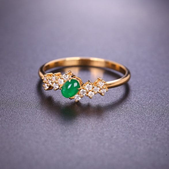14k Gold 0.33 Ctw Natural Emerald & Diamond Ring - 5