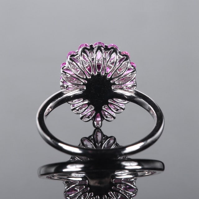 14k Gold 1.91 Ctw Natural Padparadscha Sapphire & Diamond Ring - 4