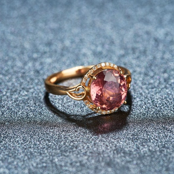 14k Gold 2.97 Ct Natural Tourmaline & Diamond Ring - 2