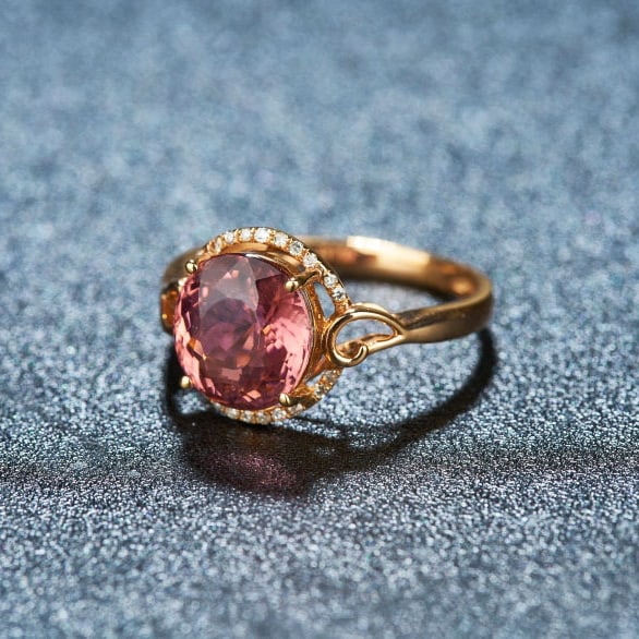 14k Gold 2.97 Ct Natural Tourmaline & Diamond Ring - 3