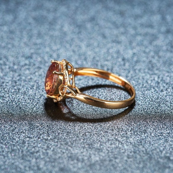 14k Gold 2.97 Ct Natural Tourmaline & Diamond Ring - 4