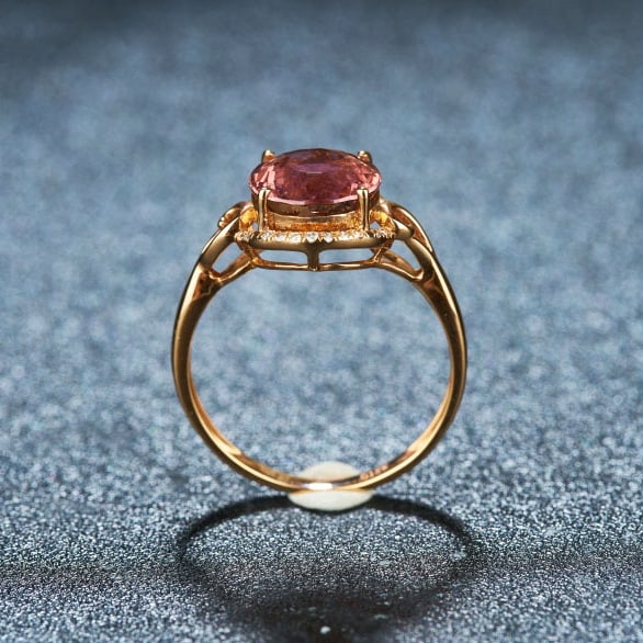14k Gold 2.97 Ct Natural Tourmaline & Diamond Ring - 6