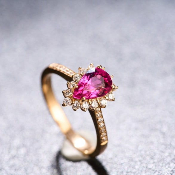 14k Gold 1.34 Ctw Natural Tourmaline & Diamond Ring - 7