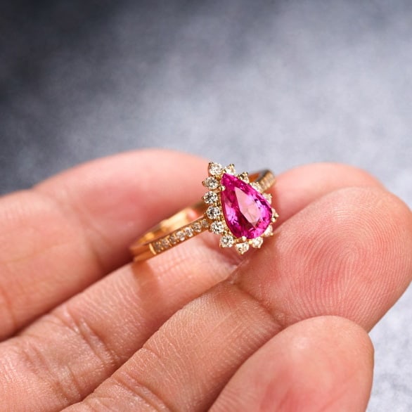 14k Gold 1.34 Ctw Natural Tourmaline & Diamond Ring - 8