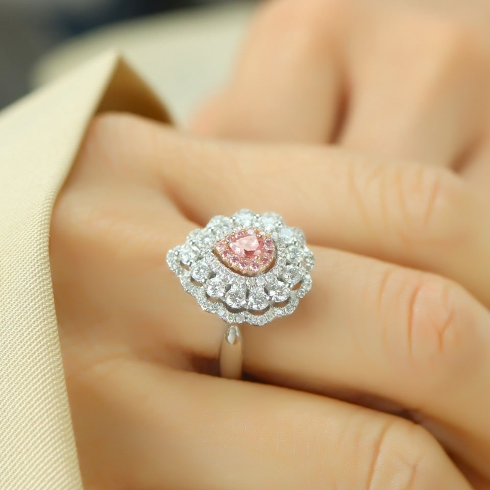 14k Gold 1.20 Ctw Natural Pink Diamond & Diamond Ring - 4