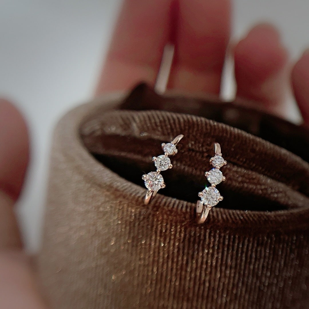 14k Gold 0.36 Ct Natural H Diamond Earrings - 4