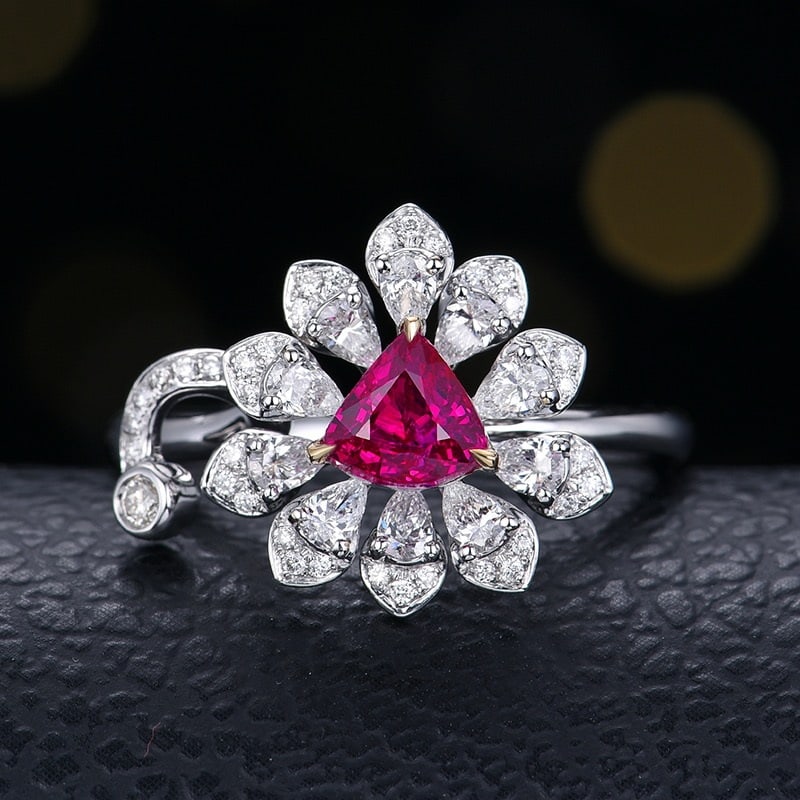 14k Gold 1.54 Ctw Natural Ruby & Diamond Ring