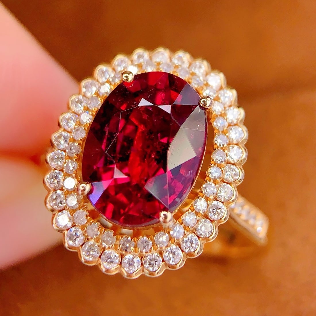 14k Gold 3.5 Ct Natural Tourmaline & Diamond Ring/pendant( Without Chain )