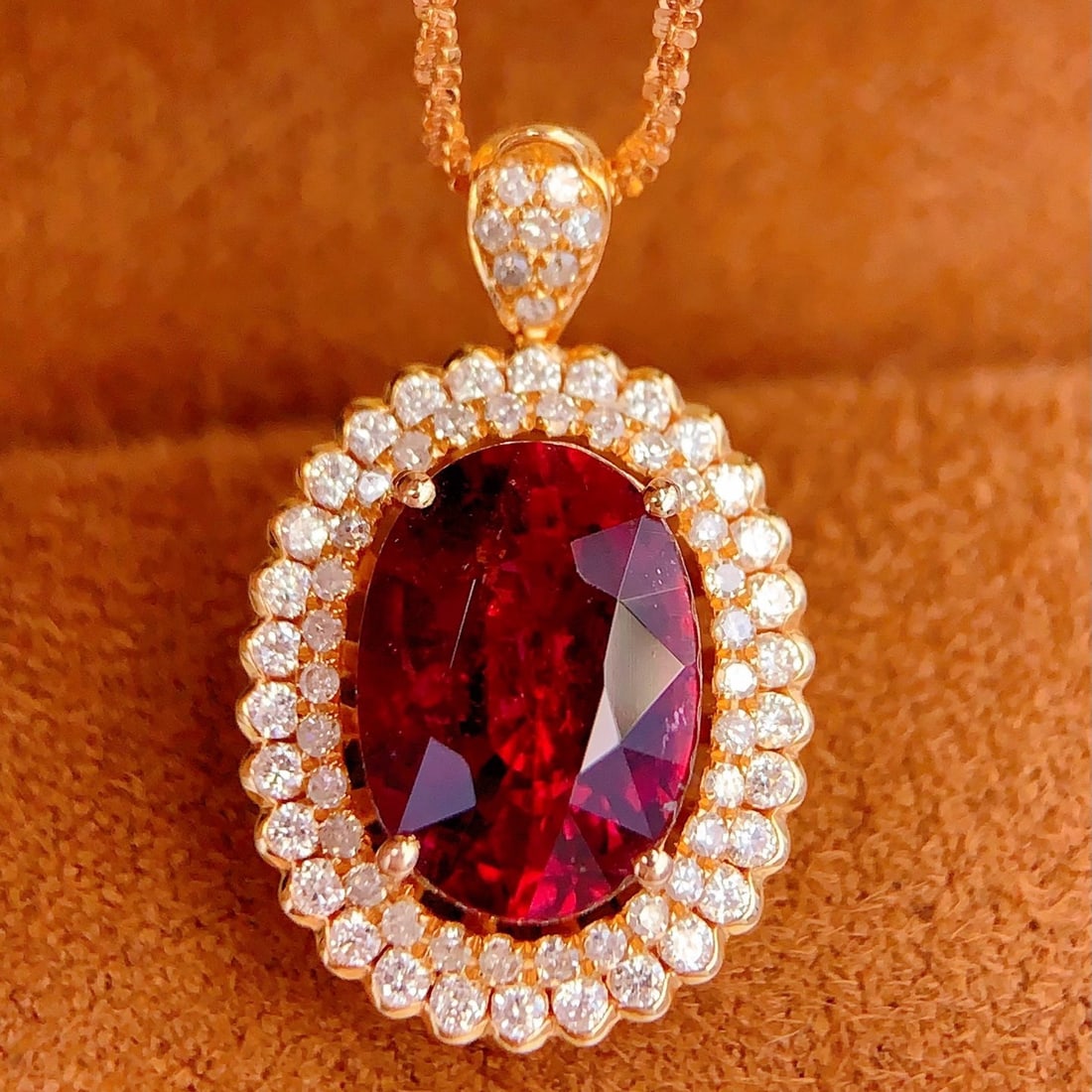 14k Gold 3.5 Ct Natural Tourmaline & Diamond Ring/pendant( Without Chain ) - 2