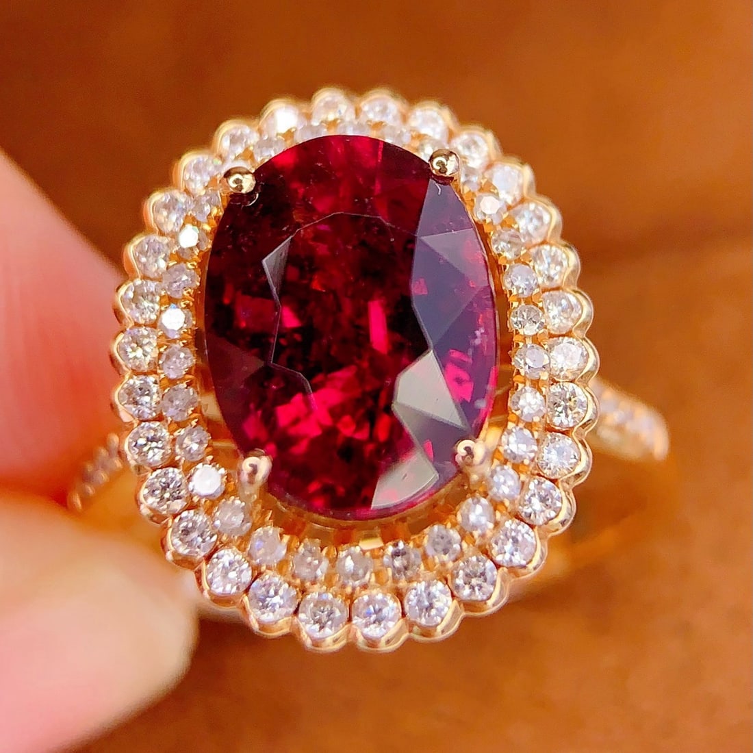 14k Gold 3.5 Ct Natural Tourmaline & Diamond Ring/pendant( Without Chain ) - 3