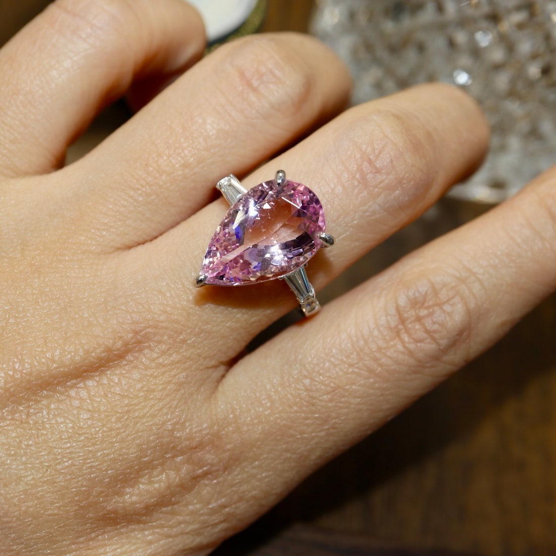 14k Gold 7.45 Ctw Natural Morganite & Diamond Ring - 5