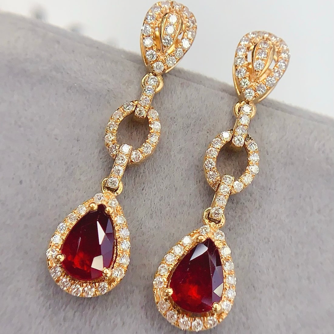 14k Gold 1.72 Ct Vivid Red Natural Ruby & Diamond Earrings (1 of 7)