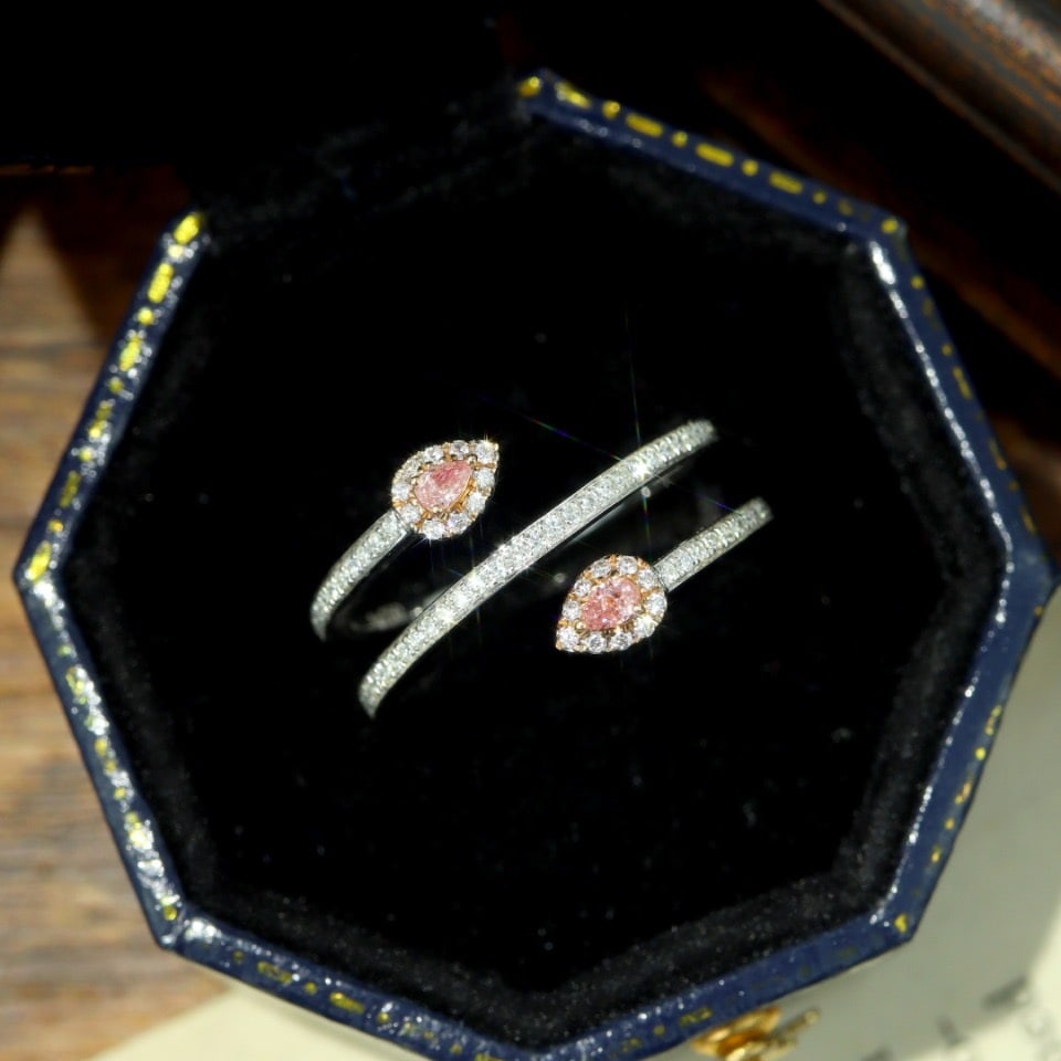 14k Gold 0.43 Ctw Natural Pink Diamond & Diamond Ring - 2