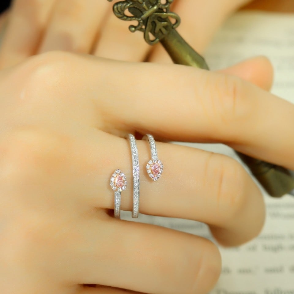 14k Gold 0.43 Ctw Natural Pink Diamond & Diamond Ring - 5