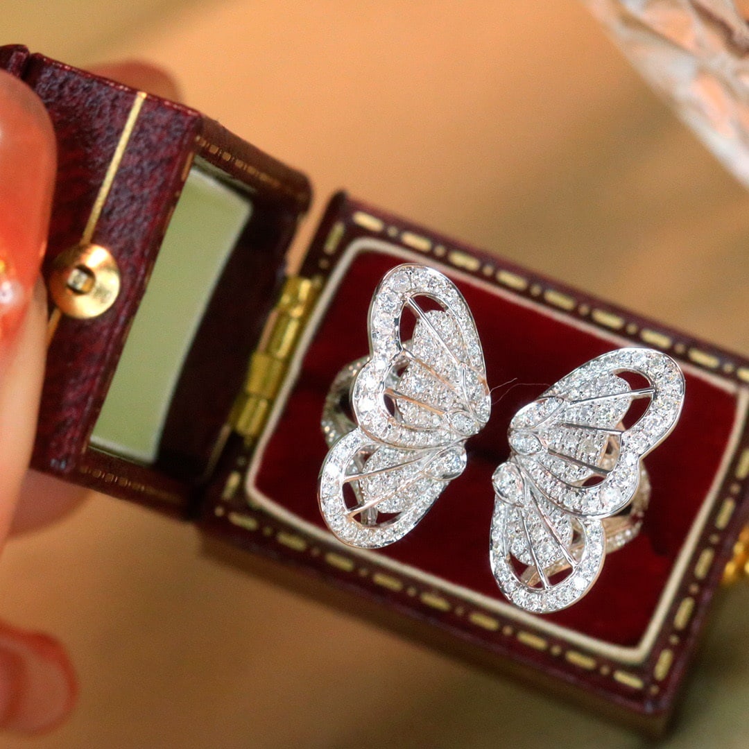 14k Gold 0.68 Ct Natural H Diamond & Butterfly Ring
