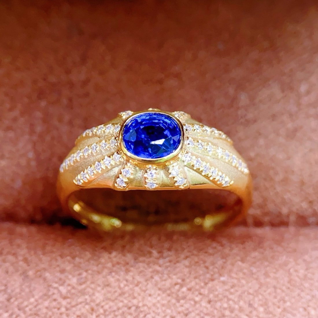 14k Gold 0.75 Ct Natural Sapphire & Diamond Ring
