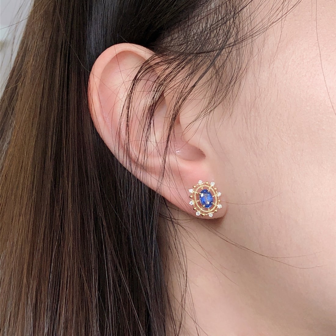 14k Gold 1.58 Ctw Natural Sapphire & Diamond Earrings - 6