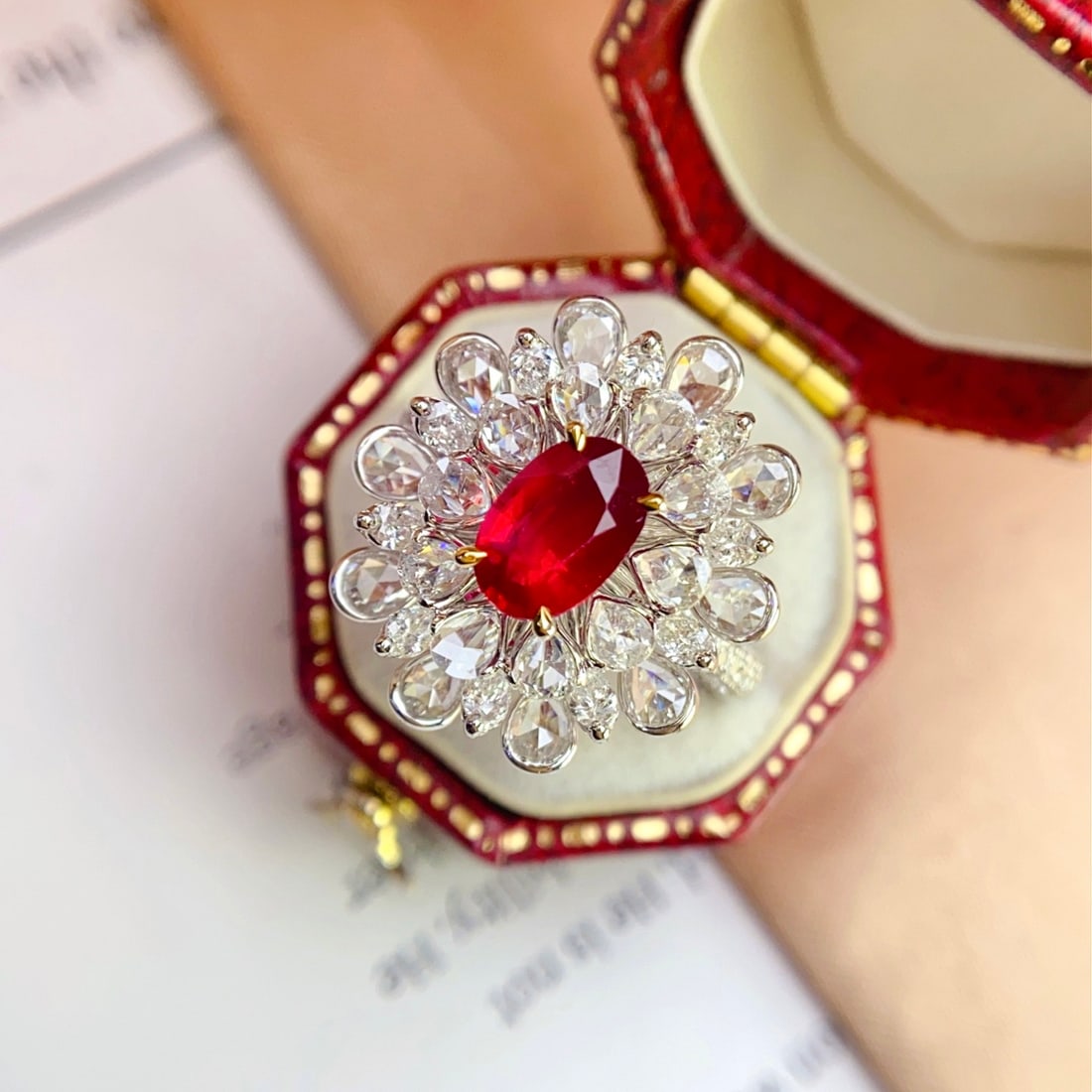 14k Gold 1.15 Ct Natural Ruby & Diamond Ring