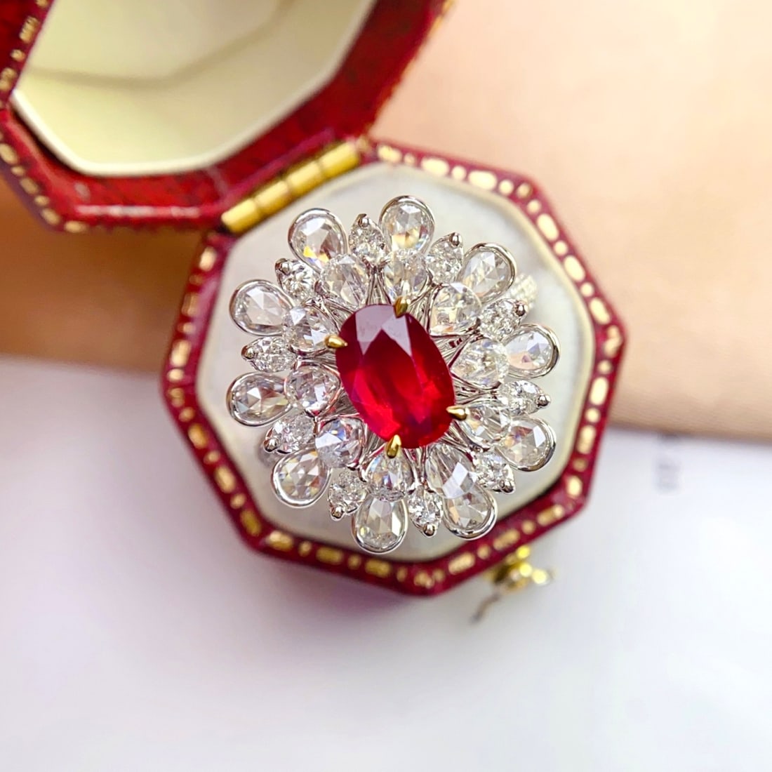 14k Gold 1.15 Ct Natural Ruby & Diamond Ring - 4