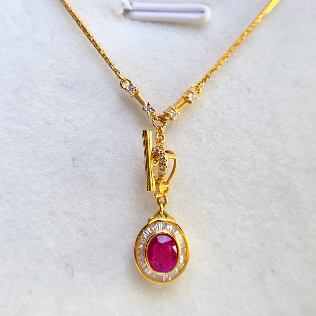 14k Gold 0.60 Ct Natural Ruby & Diamond Necklace - 6