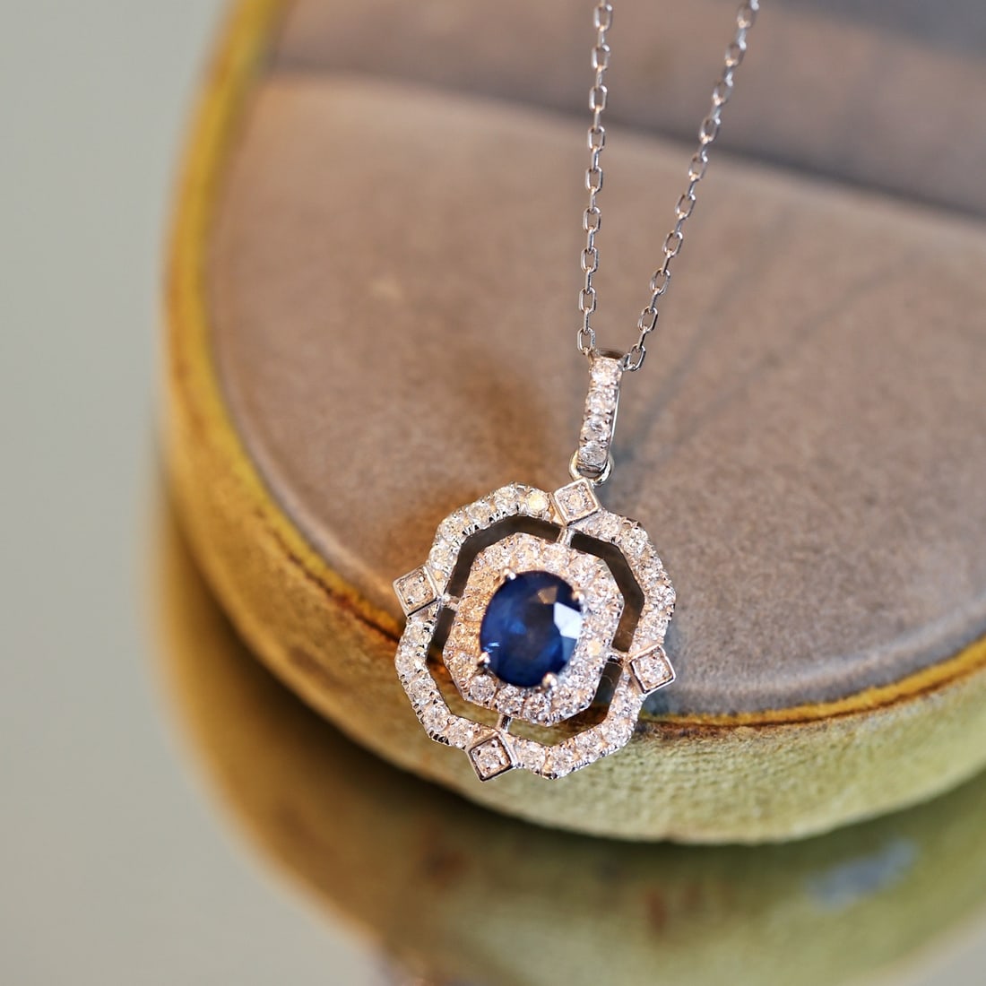 14k Gold 1.43 Ctw Natural Sapphire & Diamond Pendant( Without Chain ) - 4