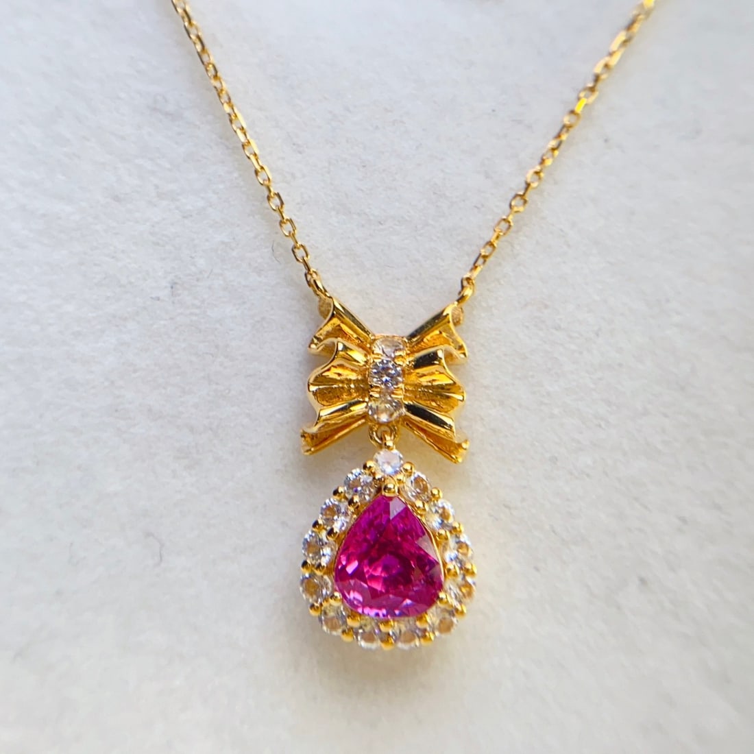 14k Gold 1.10 Ct Natural Ruby & Sapphire Necklace - 4