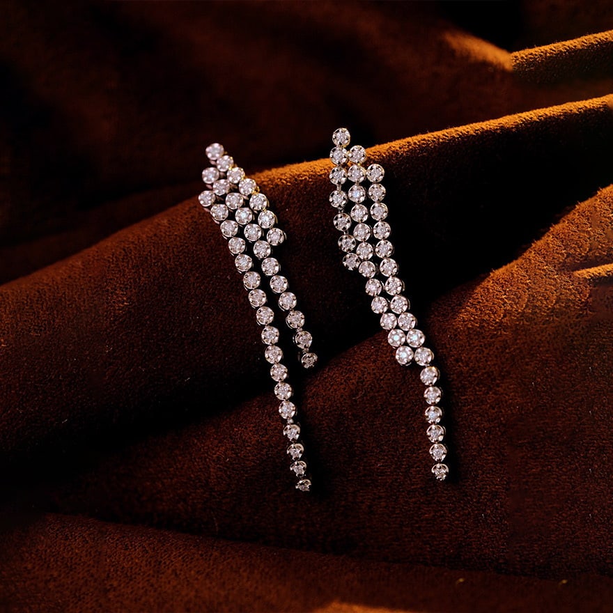 14k Gold 0.9 Ct Natural H Diamond Earrings