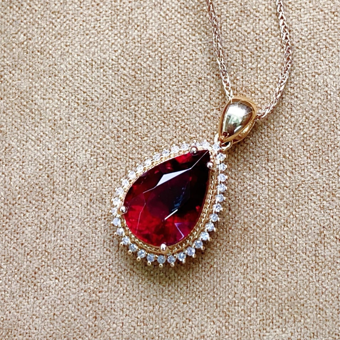 14k Gold 4.52 Ctw Natural Tourmaline & Diamond Pendant( Without Chain ) - 3
