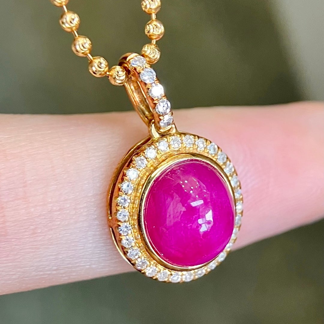 14k Gold 3.75 Ctw Natural Ruby & Diamond Pendant( Without Chain ) - 3