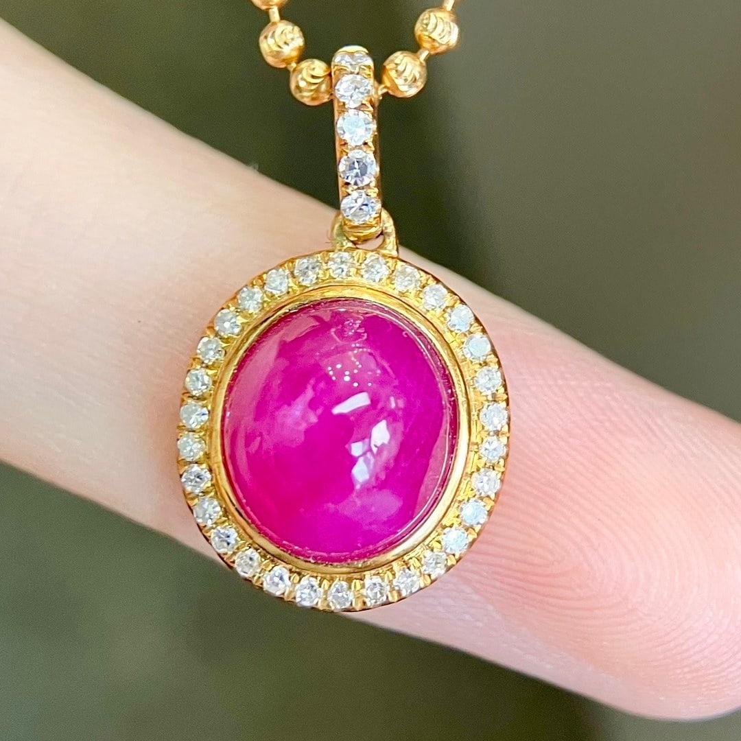14k Gold 3.75 Ctw Natural Ruby & Diamond Pendant( Without Chain ) - 4