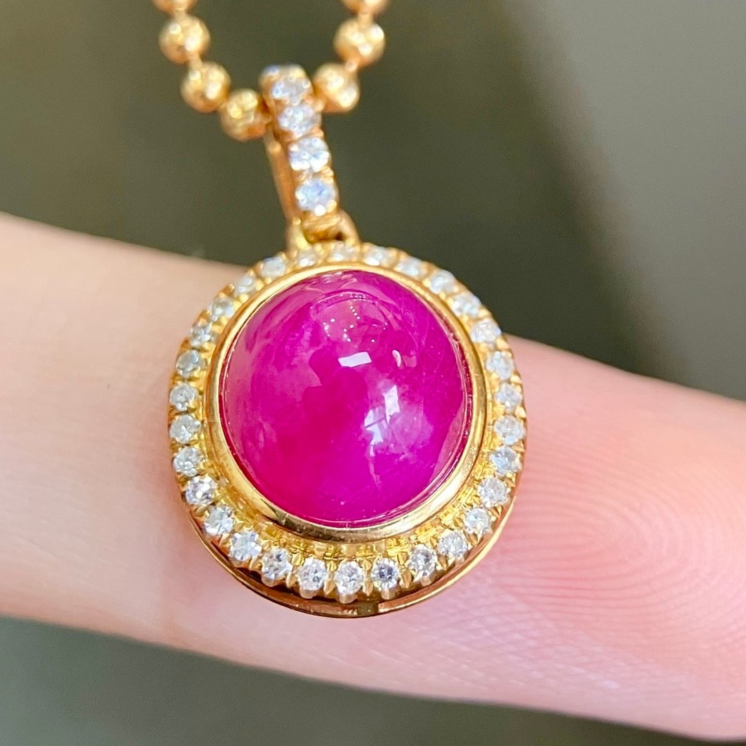 14k Gold 3.75 Ctw Natural Ruby & Diamond Pendant( Without Chain ) - 5