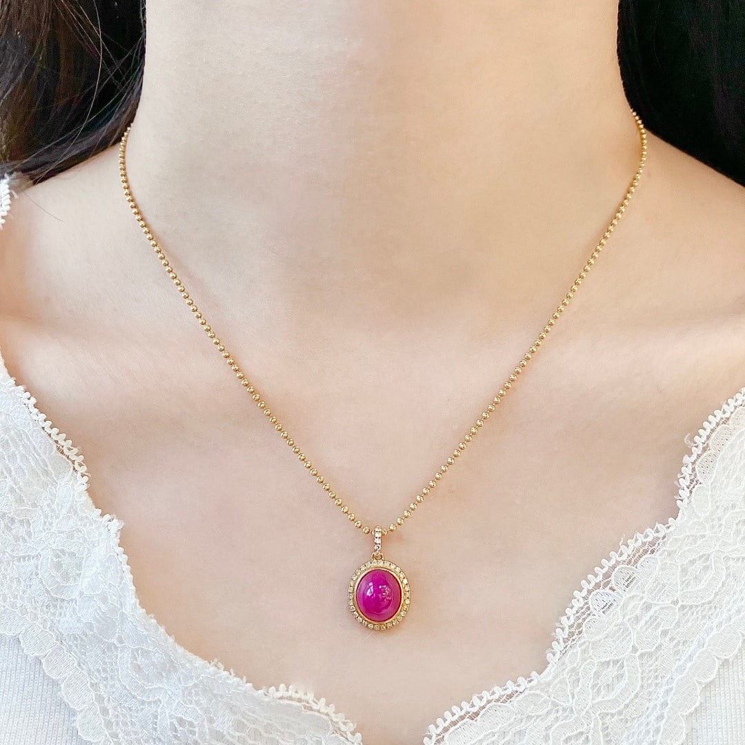 14k Gold 3.75 Ctw Natural Ruby & Diamond Pendant( Without Chain ) - 6