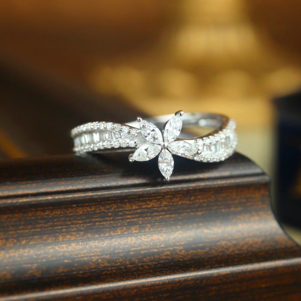14k Gold 0.80 Ct Natural H Diamond Ring