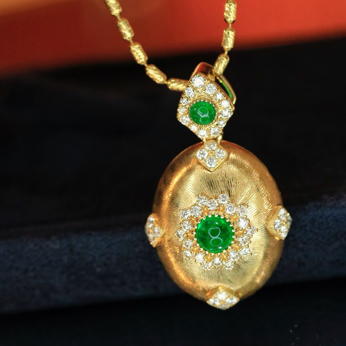 14k Gold 0.63 Ctw Vivid Green Natural Emerald & Diamond Pendant( Without Chain ) - 5