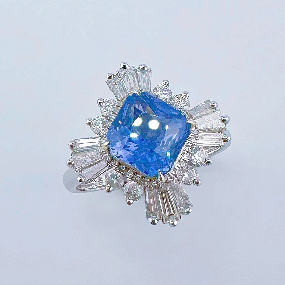 14k Gold 2.14 Ct Natural Sapphire & Diamond Ring