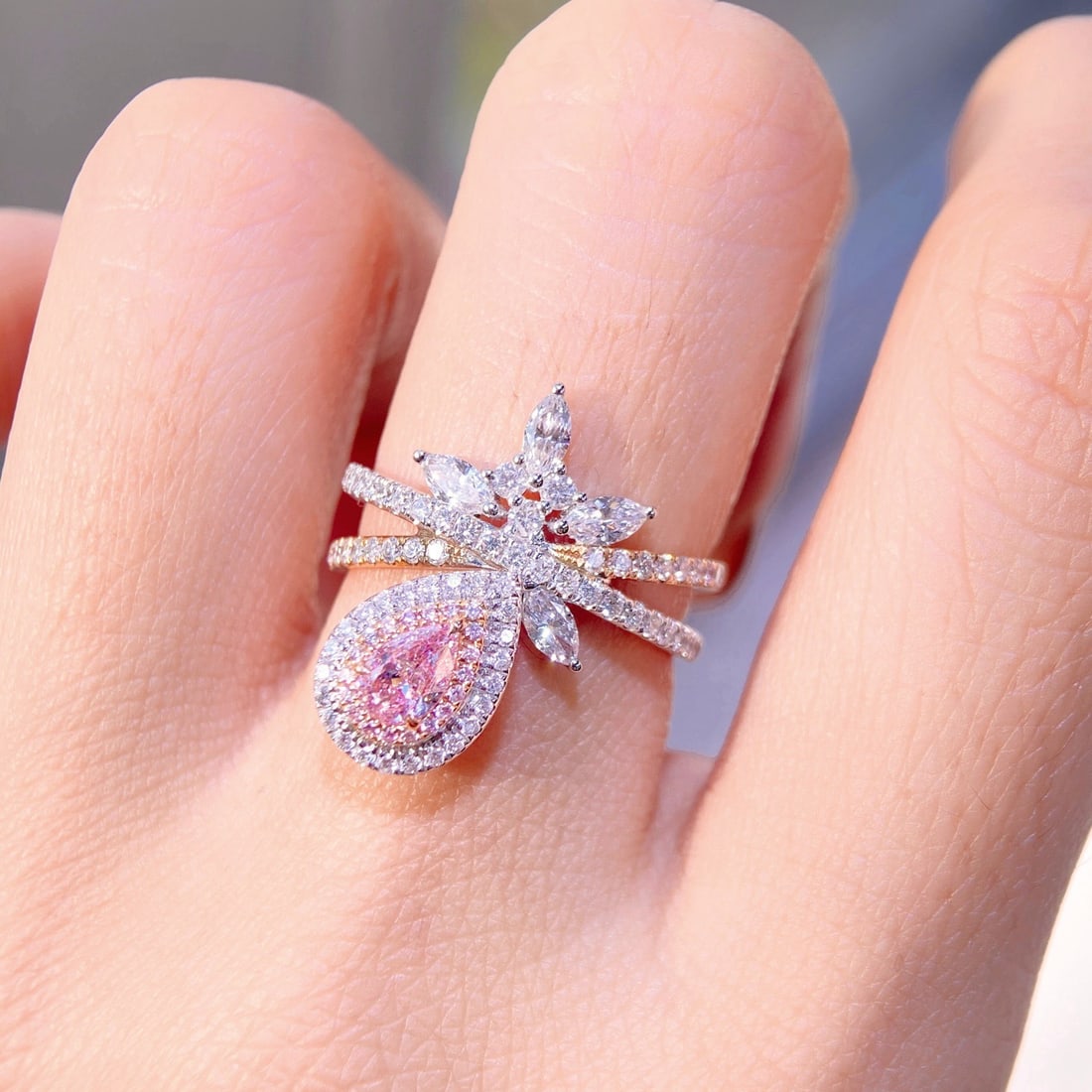 Gia Certified 14k Gold 1.17 Ctw Natural Pink Diamond & Diamond Ring - 4