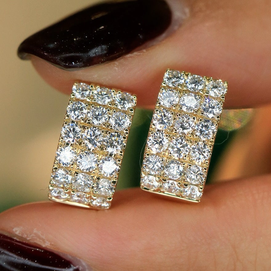 14k Gold 1.6 Ct Natural H Diamond Earrings - 2