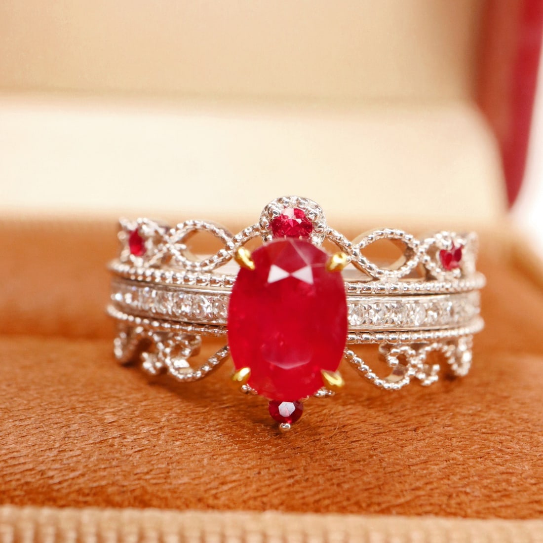 14k Gold 1.30 Ctw Natural Ruby & Diamond Ring