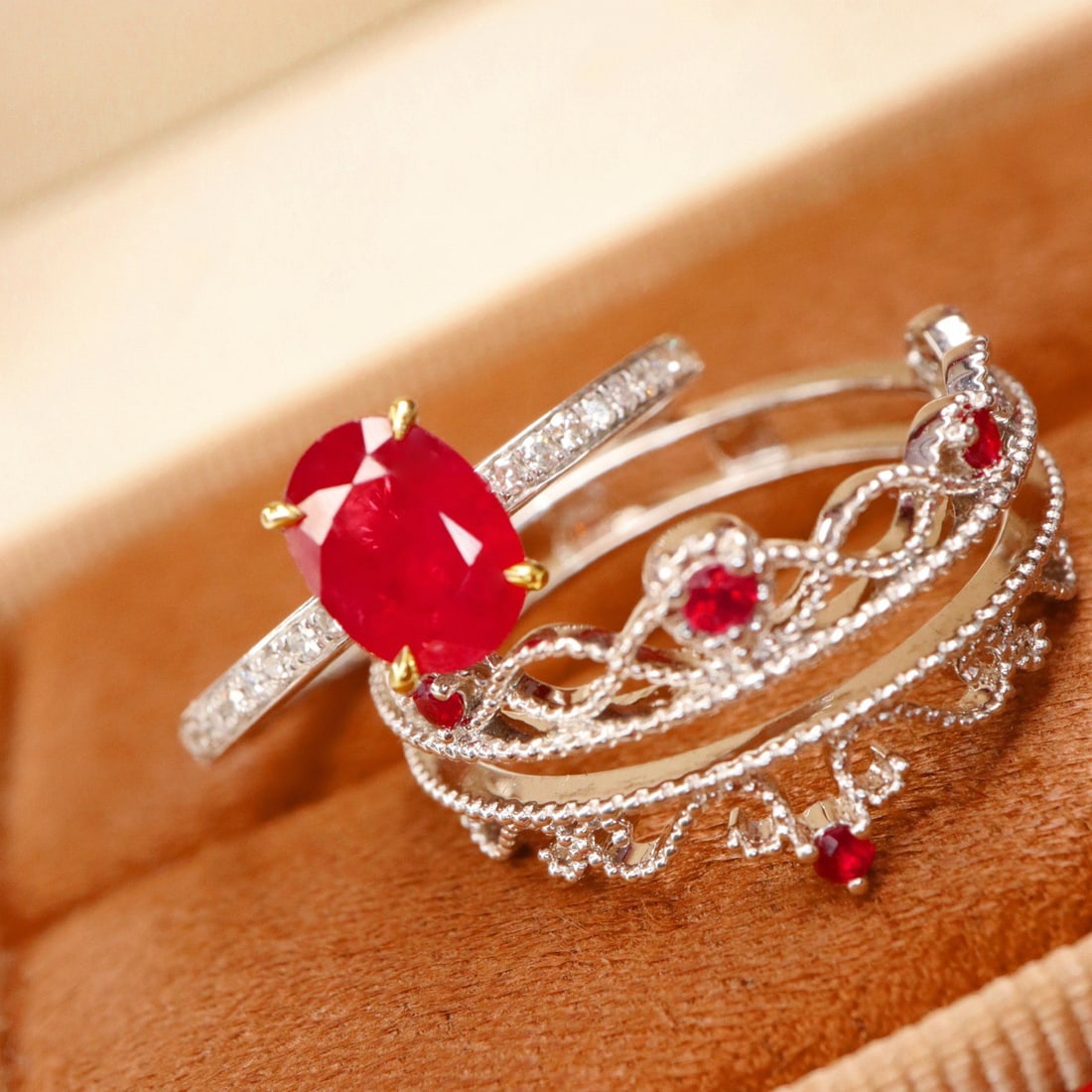 14k Gold 1.30 Ctw Natural Ruby & Diamond Ring - 2
