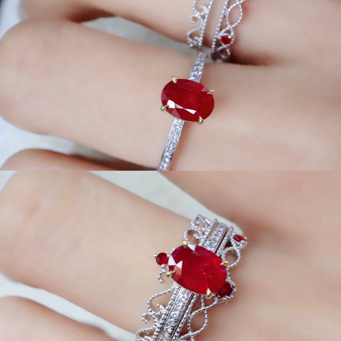14k Gold 1.30 Ctw Natural Ruby & Diamond Ring - 4