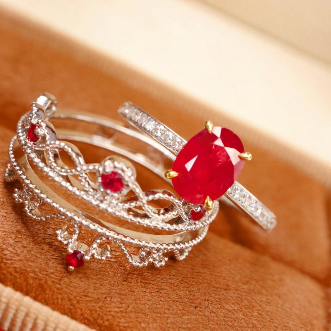 14k Gold 1.30 Ctw Natural Ruby & Diamond Ring - 5