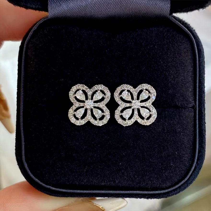 14k Gold 0.8 Ct Natural H Diamond Earrings