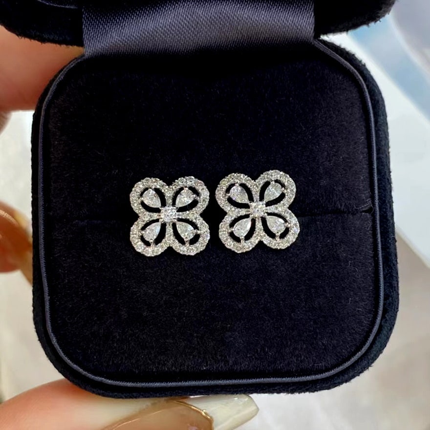 14k Gold 0.8 Ct Natural H Diamond Earrings - 4